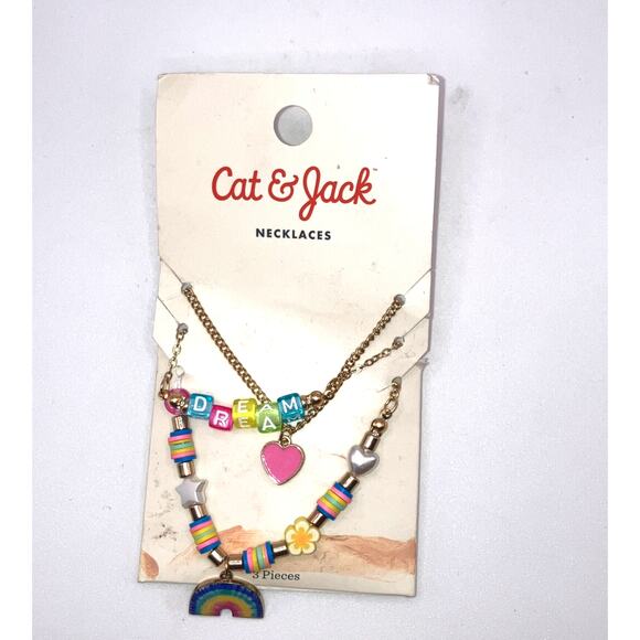 New With Tags! Cat & Jack Girls 3 Gold-Tone Necklaces! - Picture 2 of 6